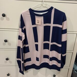 Pixie Lady Blue and Tan sweatshirt